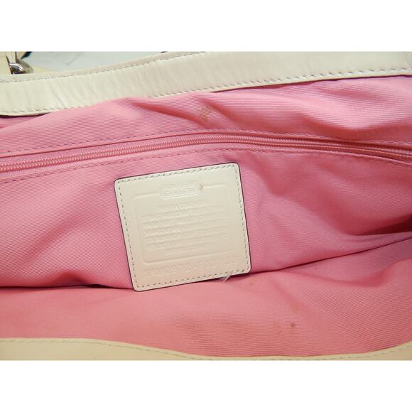 Y2K Coach F13733 Soho Leather Large Tote Shoulder Bag Purse Cream Thick Stitch - Picture 2 of 10